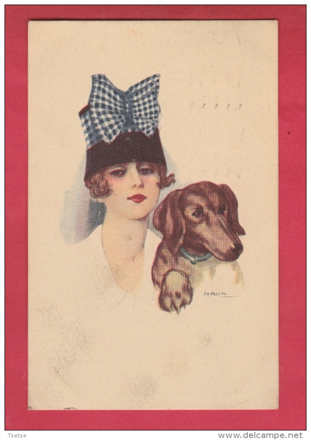 Illustrateur Italien ... Nanni  -  Femme Et Son Chien - 1919 ( Voir Verso ) - Nanni