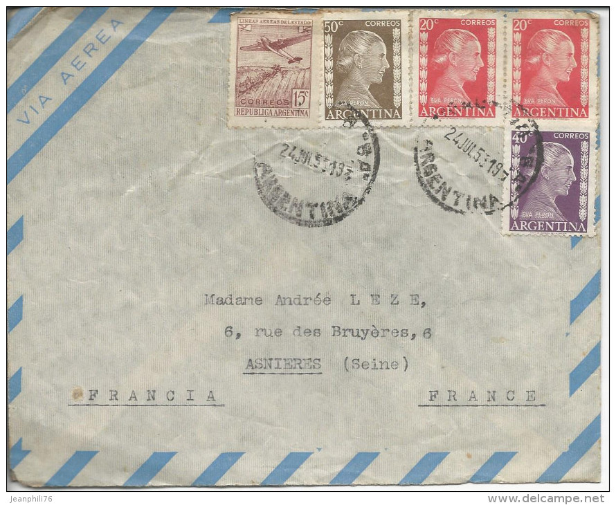 Enveloppe >> Asnières 1953 Timbres 520x2, 522, 524, 467 - Storia Postale