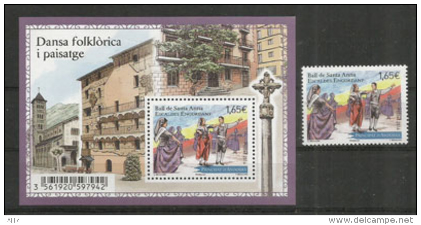 ANDORRA. Danse Folklorique De Santa Anna Aux Escaldes. Un Bloc-feuillet + Le Timbre Neufs ** - Unused Stamps