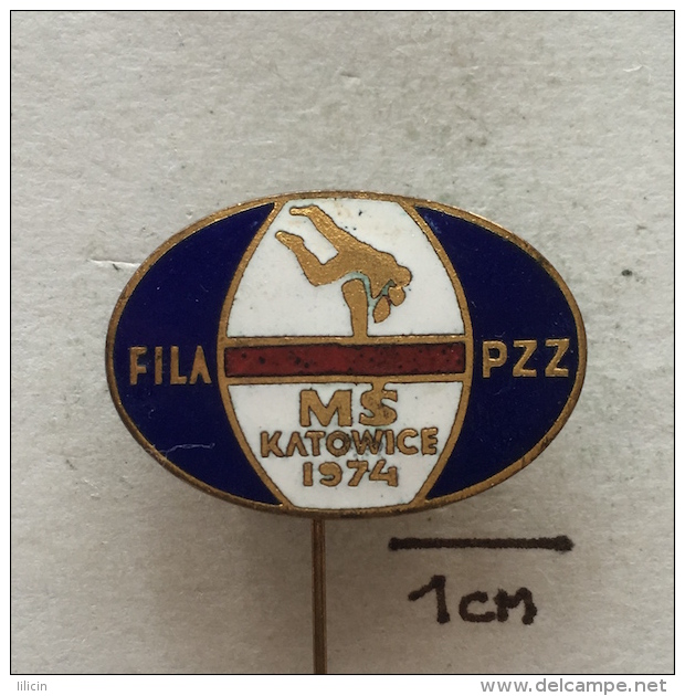 Badge (Pin) ZN002715 - Wrestling FILA Greco-Roman World Championships Poland Katowice 1974 - Lotta