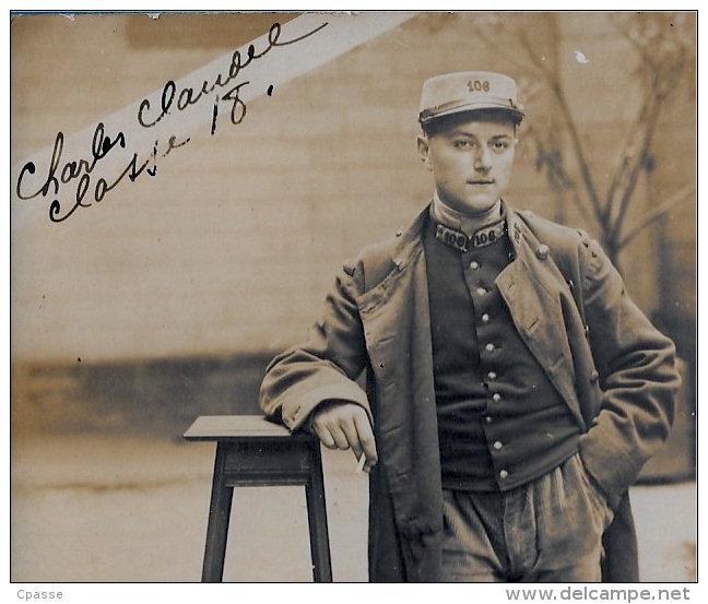 CPA CARTE-PHOTO Soldat Charles CLAUDEL Classe 1918 - 106e Militaire Militaria - Autres & Non Classés