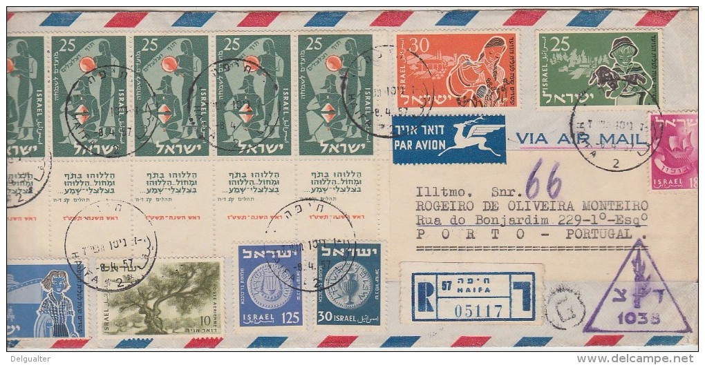 Cover - 1957 - Israel »» Portugal // Registered - Covers & Documents