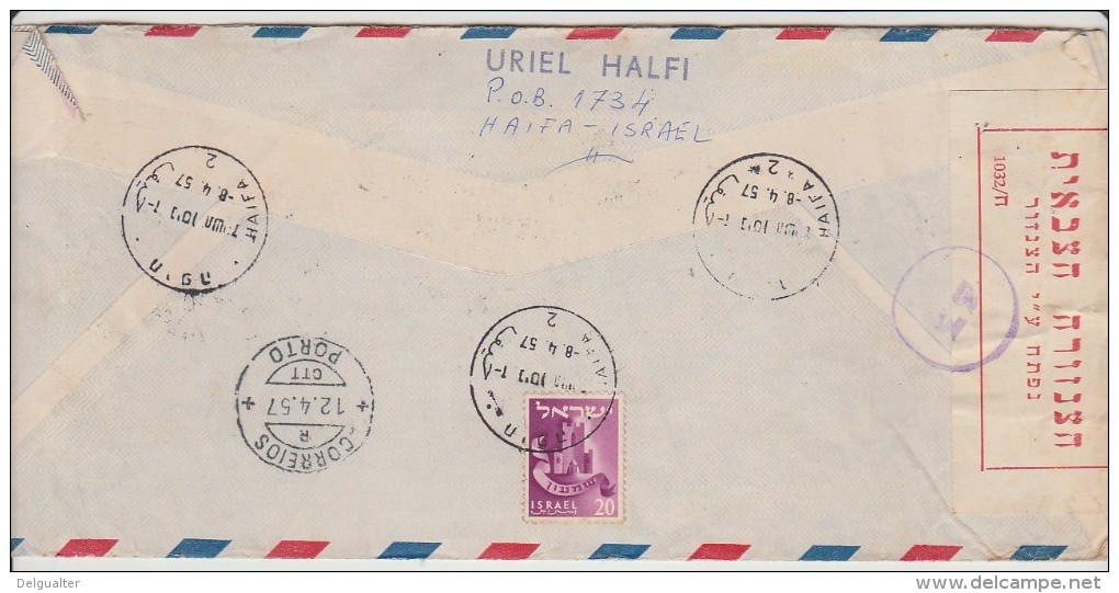 Cover - 1957 - Israel »» Portugal // Registered - Covers & Documents