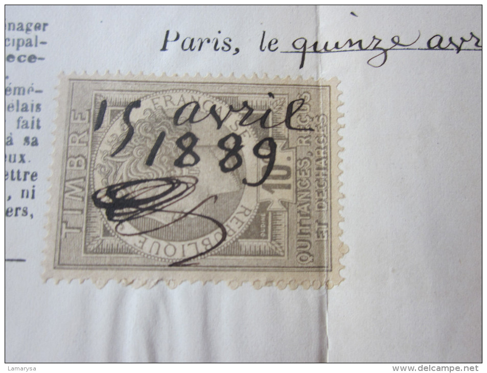 1889 FACTURE DOCUMENT COMMERCIAL QUITTANCE DE LOYER 16 RUE GAY LUSSAC PARIS+FISCAL QUITTANCE - 1800 – 1899