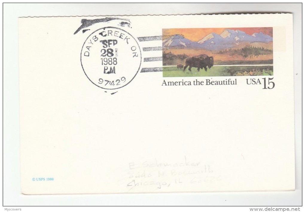 1988 Days Creek Or USA POSTAL STATIONERY CARD Cover Stamps - 1981-00