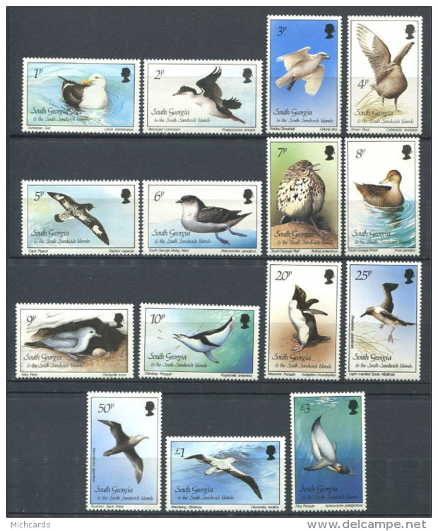 101 SUD GEORGIE 1987 - Yvert 166/80 - Oiseau - Neuf ** (MNH) Sans Charniere - South Georgia