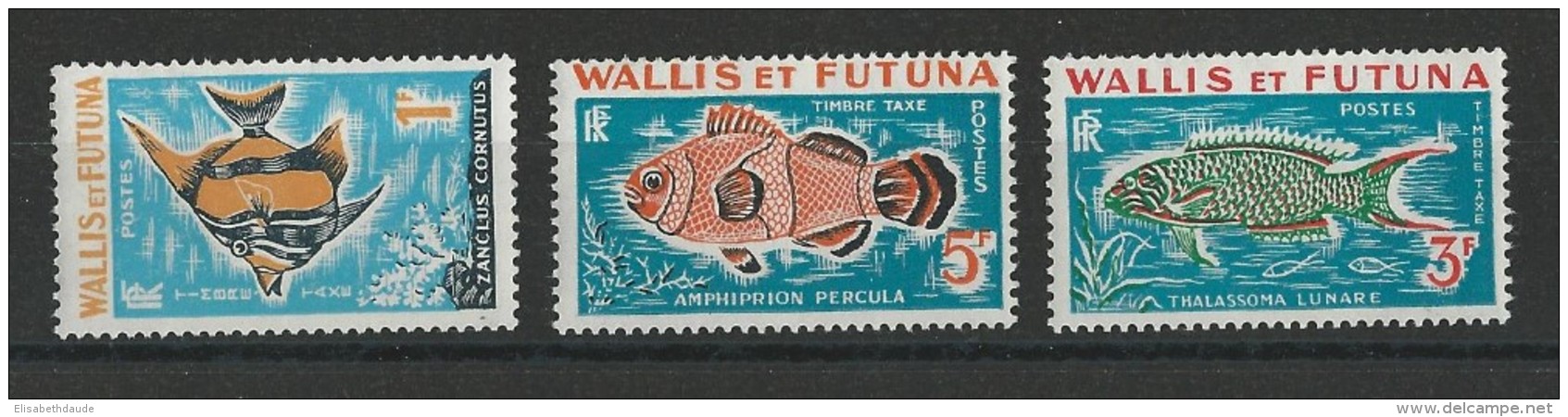 WALLIS - TAXE YVERT N° 37/39 ** MNH - COTE = 6 EUROS - POISSONS - Unused Stamps