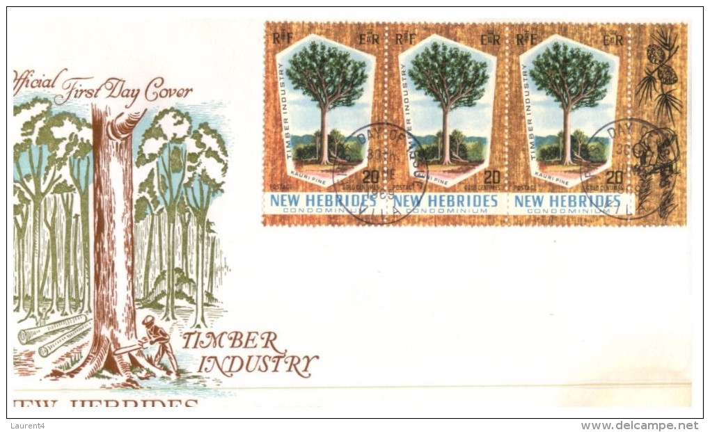 (919) New Hebrides - Tree FDC Cover 1969 - Timber Industry - 3 Stamps (New Hebrides) - FDC