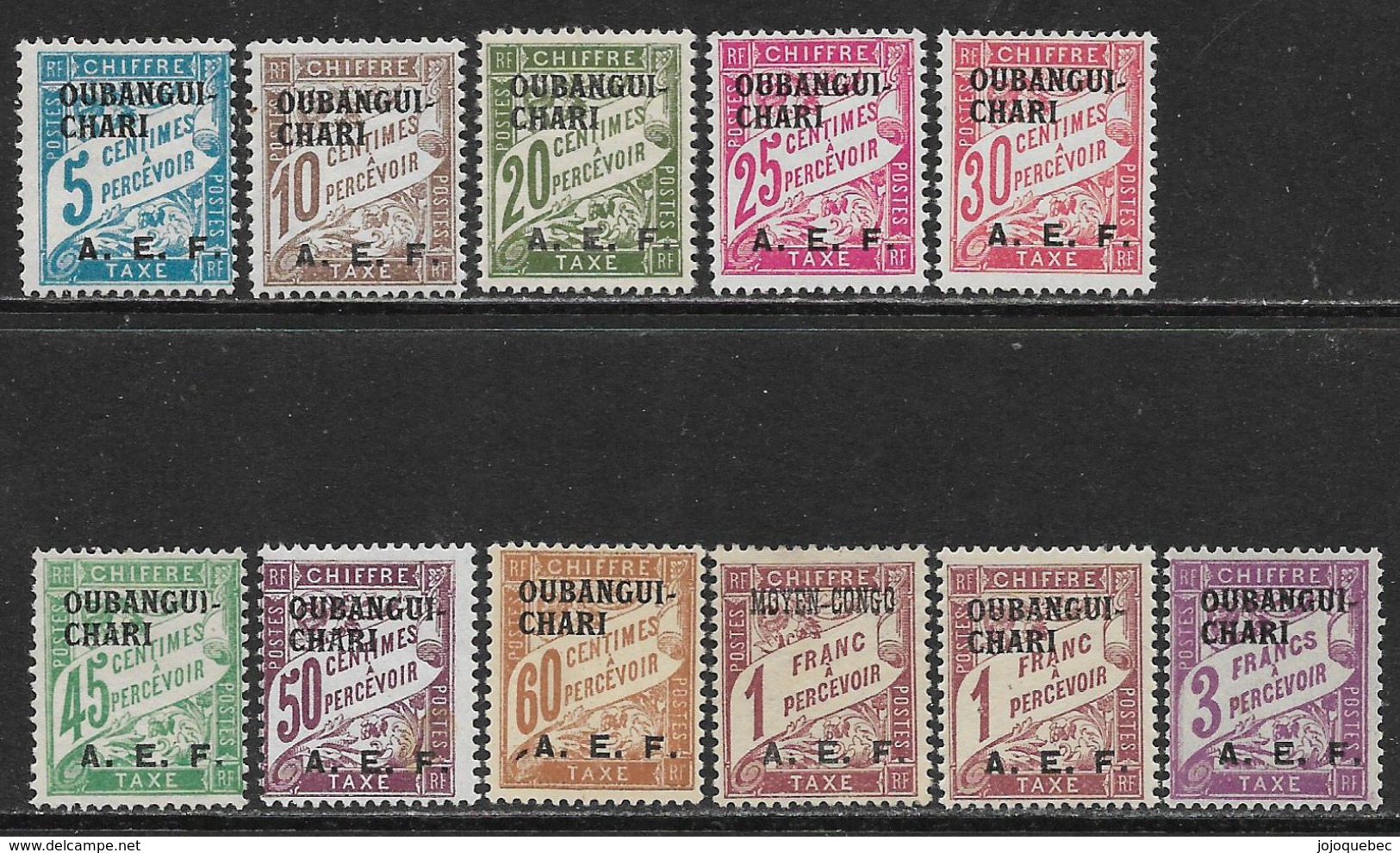 Timbres Taxe De 1893-1920 Surchargés Oubangui Neufs Avec Charniére, No: 1 à 9 Et 11 Coté 31.60 Eu Y & T, M H, SURCHARGED - Neufs