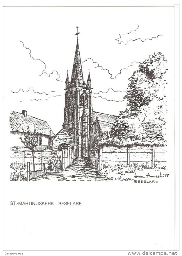 36887 ( 2 Scans ) Beselare De Kerk - Pentekening Van Luc Ameel - - Zonnebeke