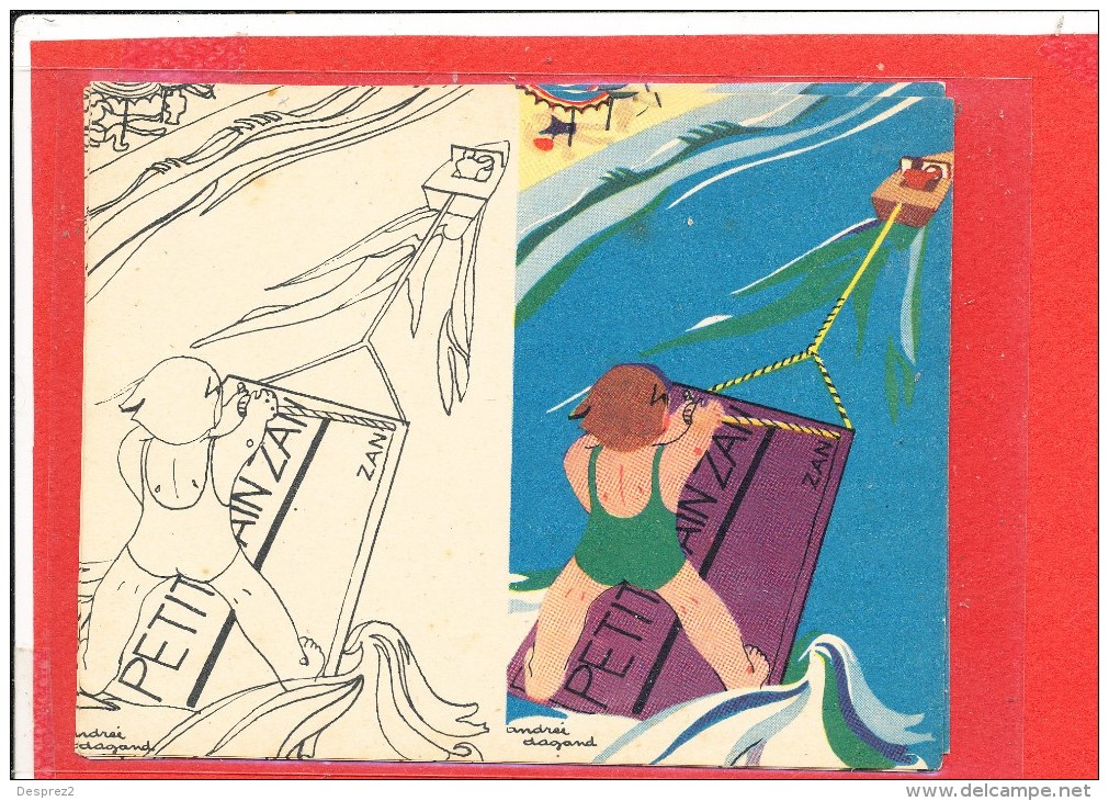 PUBLICITE REGLISSE ZAN Cpa Animée ENFANT SKI NAUTIQUE  Illustrateur André Dagand - Wasserski