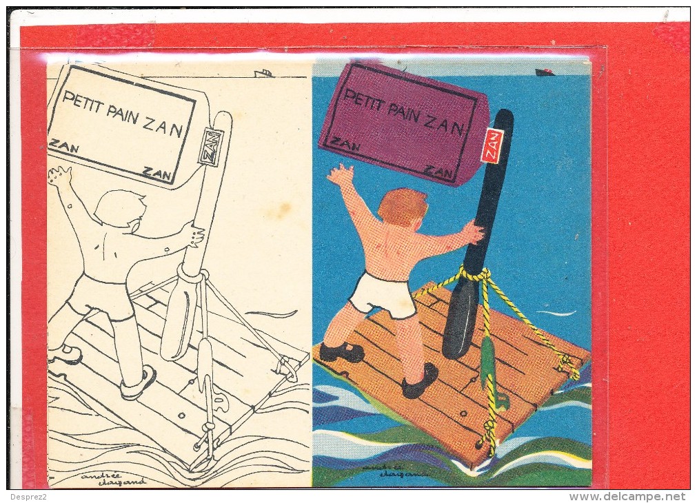 PUBLICITE REGLISSE ZAN Cpa Animée ENFANT BATEAU RADEAU Illustrateur André Dagand - Dessins D'enfants