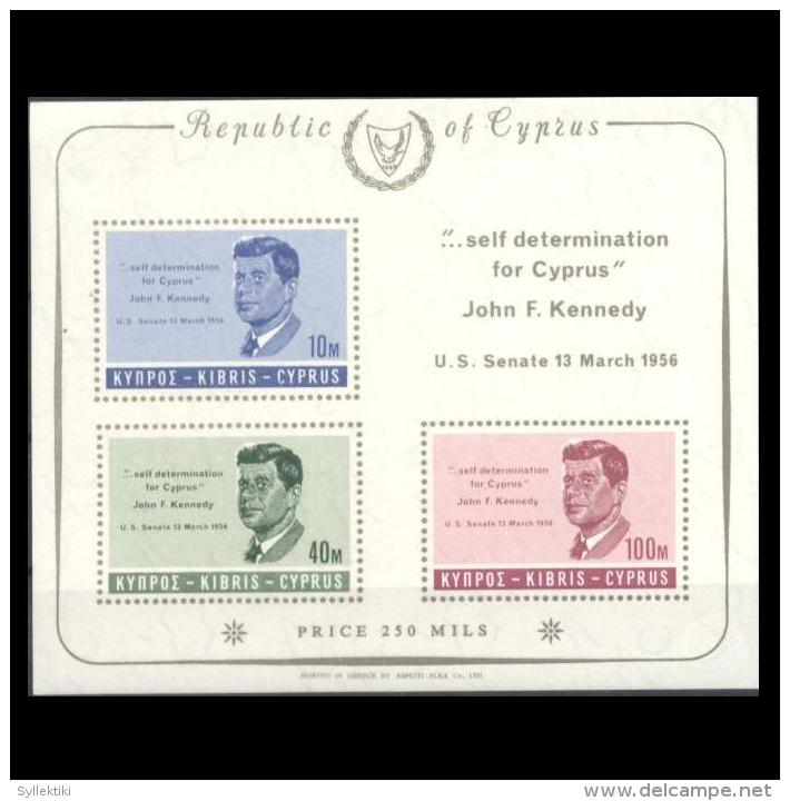 CYPRUS 1965 KENNEDY ISSUE MNH MINIATURE SHEET - Nuovi