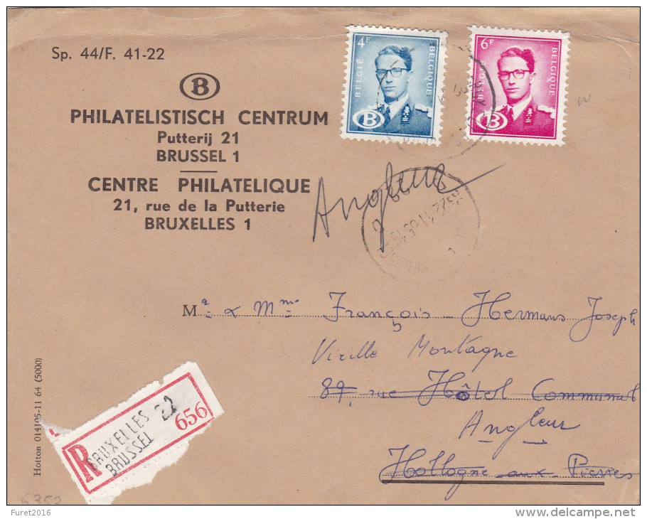 Baudouin Timbre De Service / Lettre Recommandée Vers Hollogne Aux Pierres Redirigée Vers Angleur - 1953-1972 Brillen