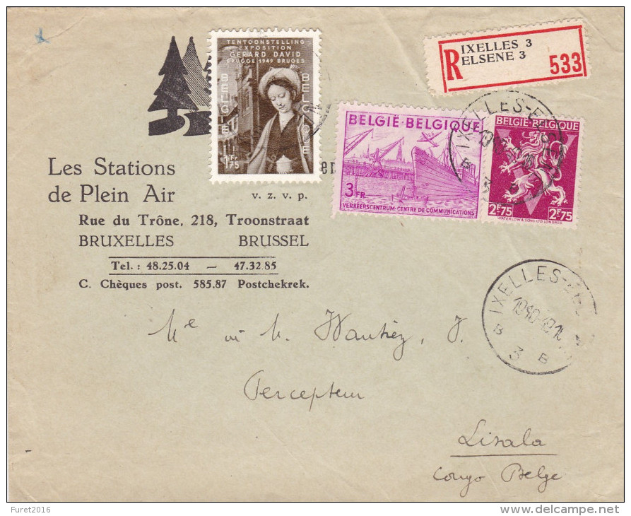 Eportation + 685 A / Pour Le CONGO BELGE Enveloppe Recommandée De Ixelles - 1948 Exportación