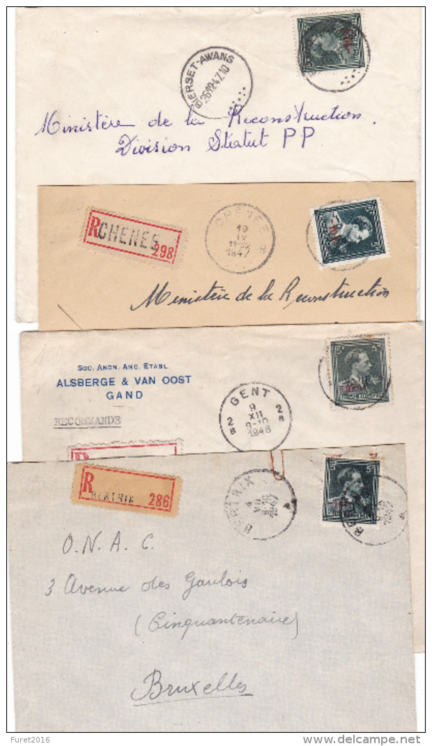 - 10 % 4 Enveloppes RECOMMANDE De Chenee Bierset Awans Bertrix Et Gent 2 - 1946 -10%