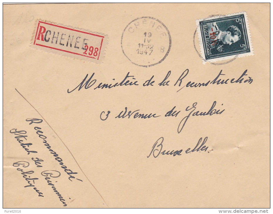 - 10 % 4 Enveloppes RECOMMANDE De Chenee Bierset Awans Bertrix Et Gent 2 - 1946 -10%