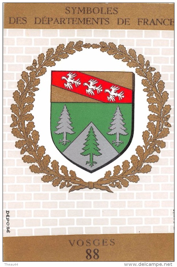 ¤¤   -  Carte Double  -  Symboles Des Départements De France  -  VOSGES  -  Blason , Héraldisme   -  ¤¤ - Autres & Non Classés