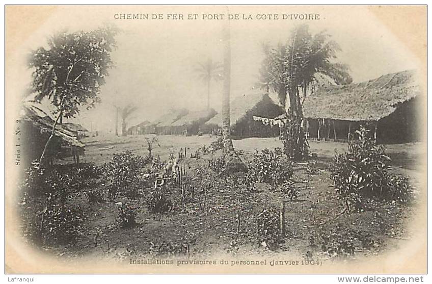 Pays Div- Cote D Ivoire  - Ref F991- Chemin De Fer Et Port De La Cote D Ivoire -installations Provisoires Du Personnel - - Côte-d'Ivoire