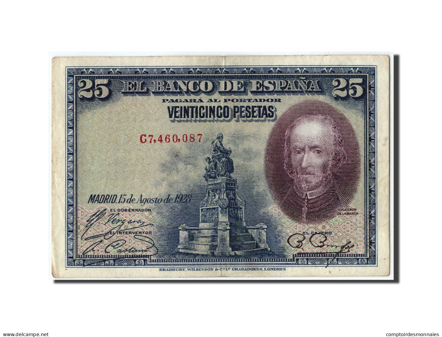 Billet, Espagne, 25 Pesetas, 1928, 1928-08-15, KM:74b, TTB - 1-2-5-25 Pesetas