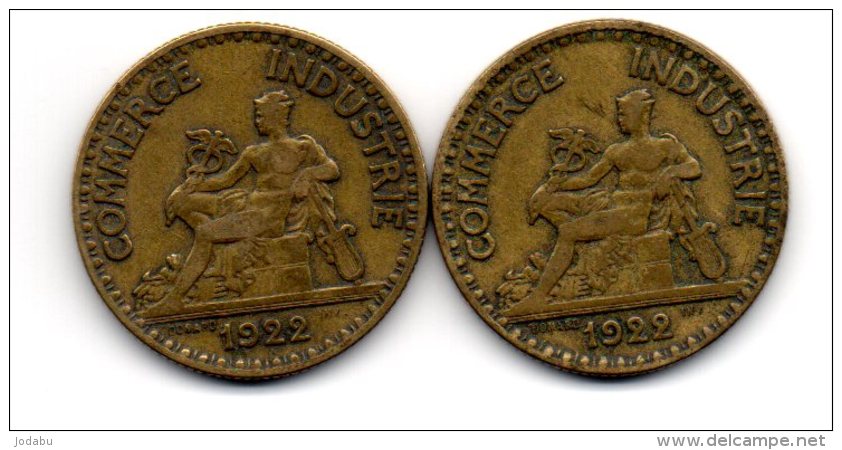 2 Belles Piéces De  2 Franc 1922  (2 Ouvert- Et- 2 Fermé Plus Rare ) - Varietà E Curiosità