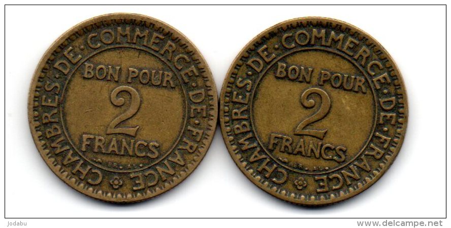 2 Belles Piéces De  2 Franc 1922  ( 1.2 Ouvert Et   1. 2 Fermé Plus Rare ) - Variétés Et Curiosités