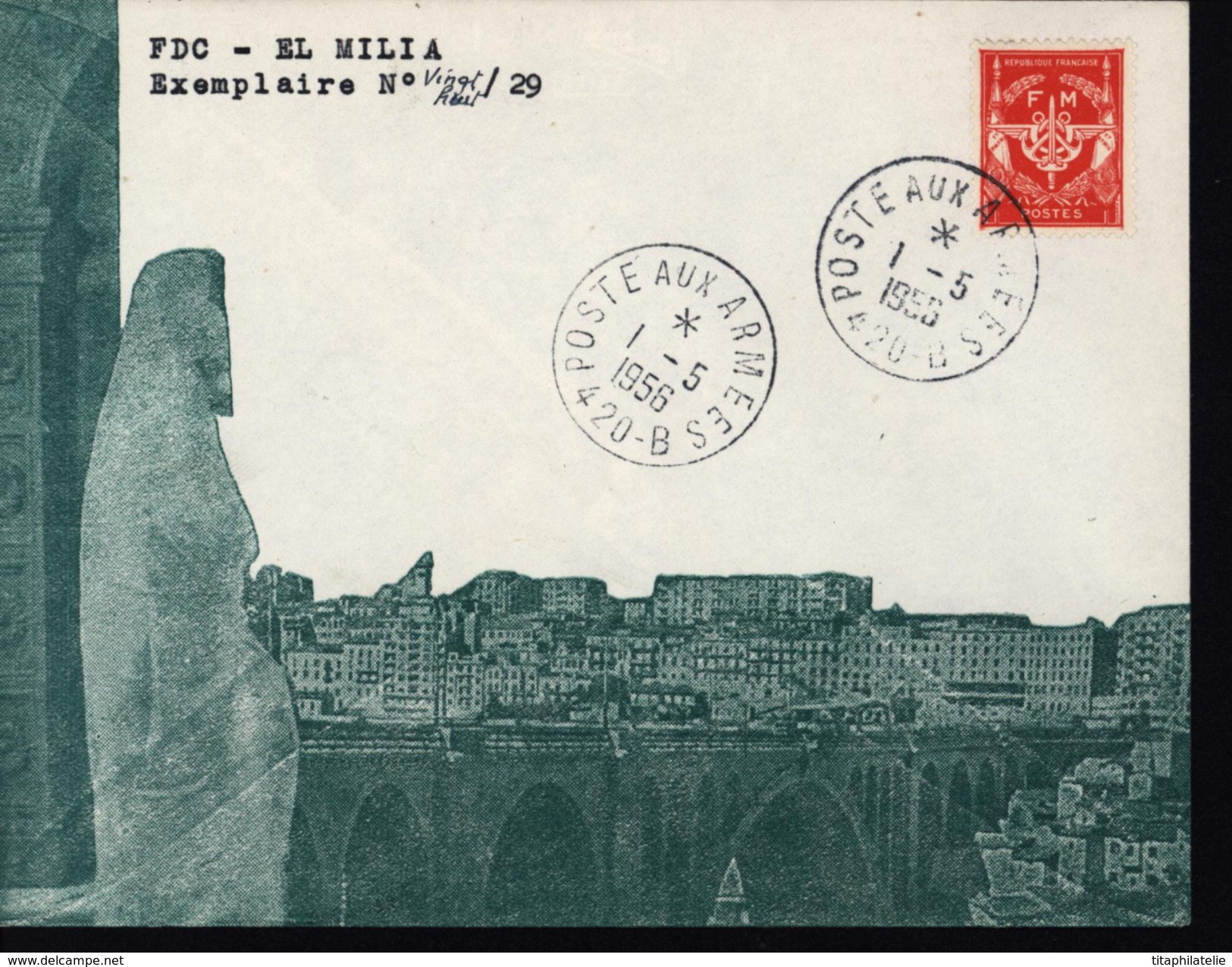 Env. Illustrée N°28/29 FDC El Milia CAD Poste Aux Armées Secteur Postal 420B YT Franchise N°12 Période Guerre D'Algérie - War Of Algeria