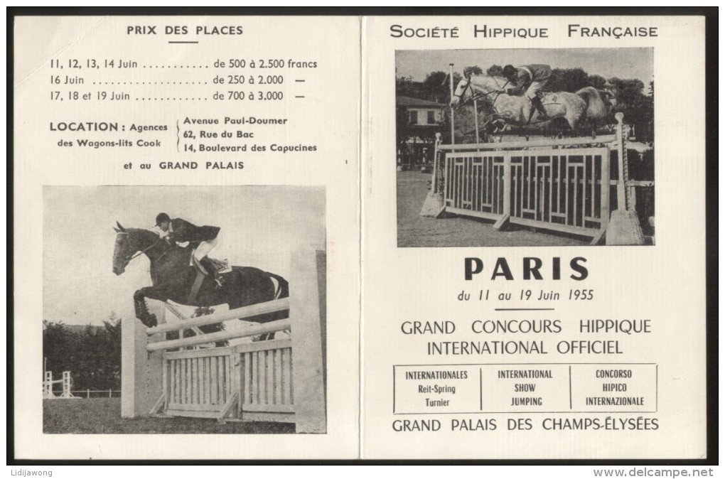 HORSE RACING PARIS HIPPODROME PROGRAM 1955 (june) - Andere & Zonder Classificatie