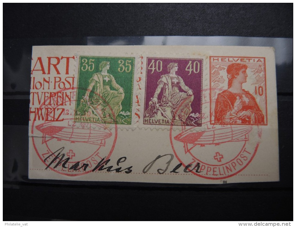 SUISSE - Timbres Sur Fragment Avec Oblitération Zeppelin - Pas Courant - A Voir - P20218 - Used Stamps