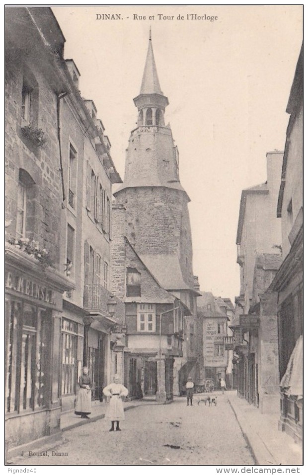 G , Cp , 22 , DINAN , Rue Et Tour De L'Horloge - Dinan