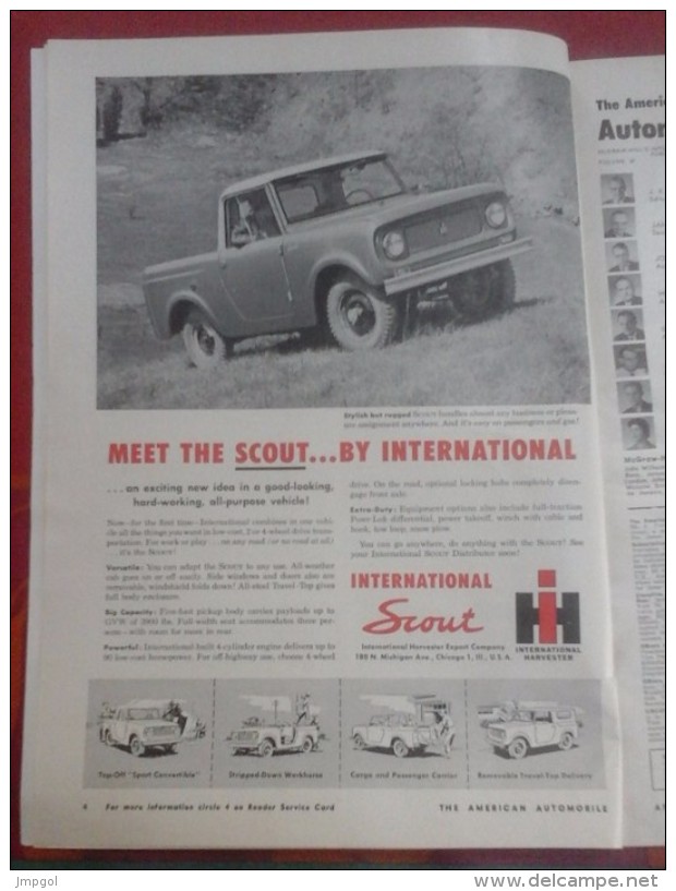Revue Américaine The American Automobile Avril 1961 Pub International Scout,Champion, Rambler ... - Autres & Non Classés