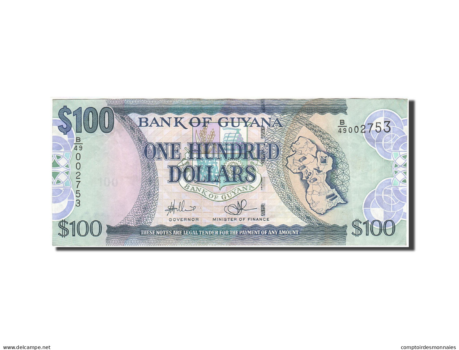 Billet, Guyana, 100 Dollars, 1989-1992, Undated (1989), KM:28, TTB - Guyana