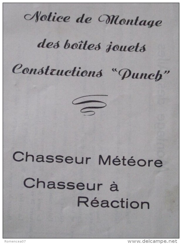 CHASSEUR à REACTION Et CHASSEUR METEORE " PUNCH " - NOTICE De MONTAGE - Avion - Jouet - Aéromodélisme - A Voir ! - AeroAirplanes