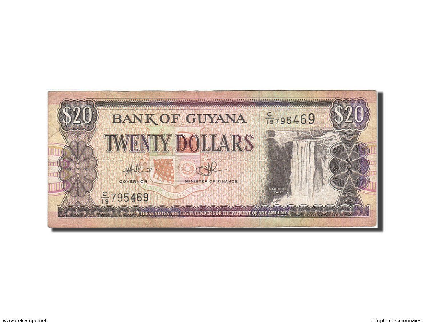 Billet, Guyana, 20 Dollars, 1989-1992, Undated (1989), KM:27, TB - Guyana