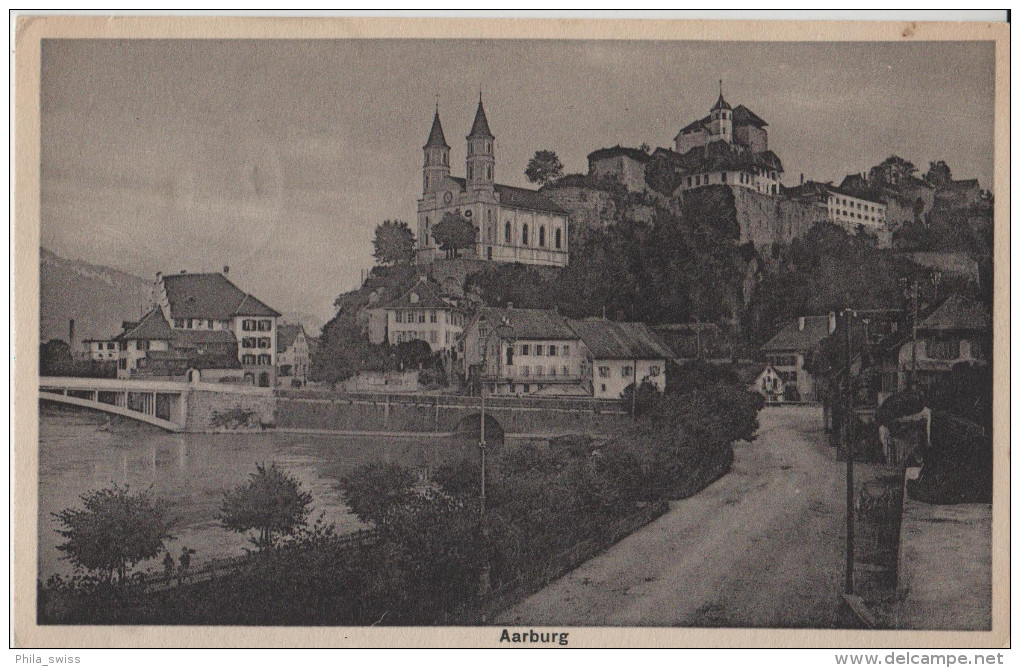 Aarburg Mit Kirche Und Schloss - Strasse An Der Aare - Aarburg