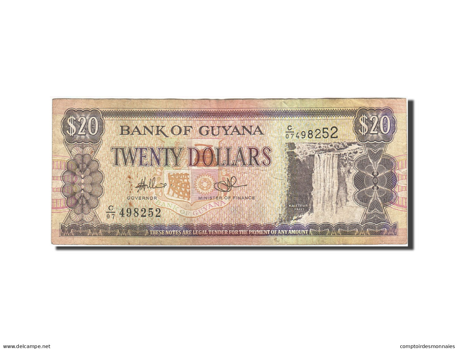 Billet, Guyana, 20 Dollars, 1989-1992, Undated (1989), KM:27, TB+ - Guyana