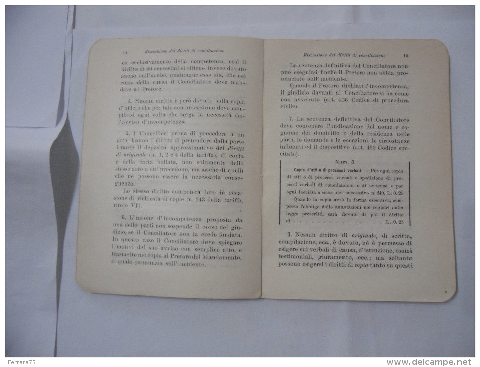 RISCOSSIONE DEI DIRITTI DI CONCILIAZIONE TIPOGRAFIA ED. OSTINELLI COMO 1919 - Law & Economics