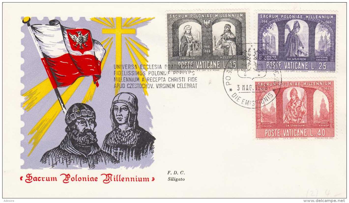 VATICAN Erstag-Schmuckbrief 3 Fach Frankiert Gel.1966 - FDC