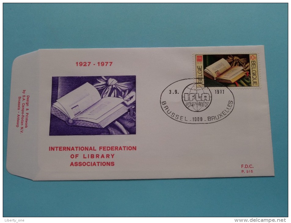 1927-1977 INTERNATIONAL FEDERATION OF LIBRARY ASSOCIATIONS ( F.D.C. P. 515 ) BRUSSEL 3-9-1977 ( Zie Foto ) ! - 1971-1980