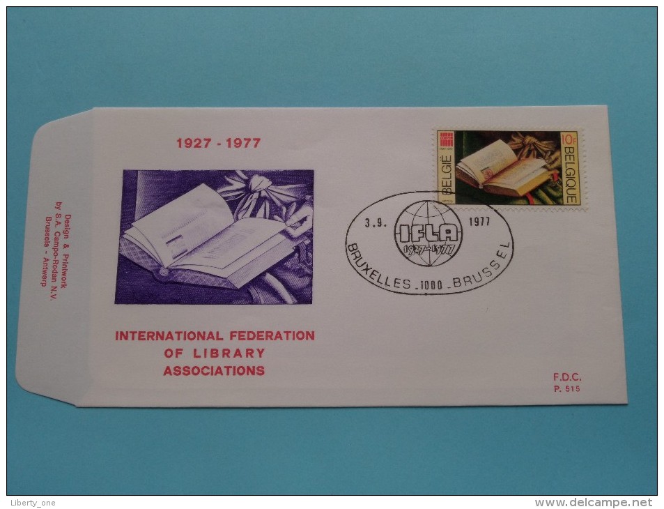 1927-1977 INTERNATIONAL FEDERATION OF LIBRARY ASSOCIATIONS ( F.D.C. P. 515 ) BRUSSEL 3-9-1977 ( Zie Foto ) ! - 1971-1980