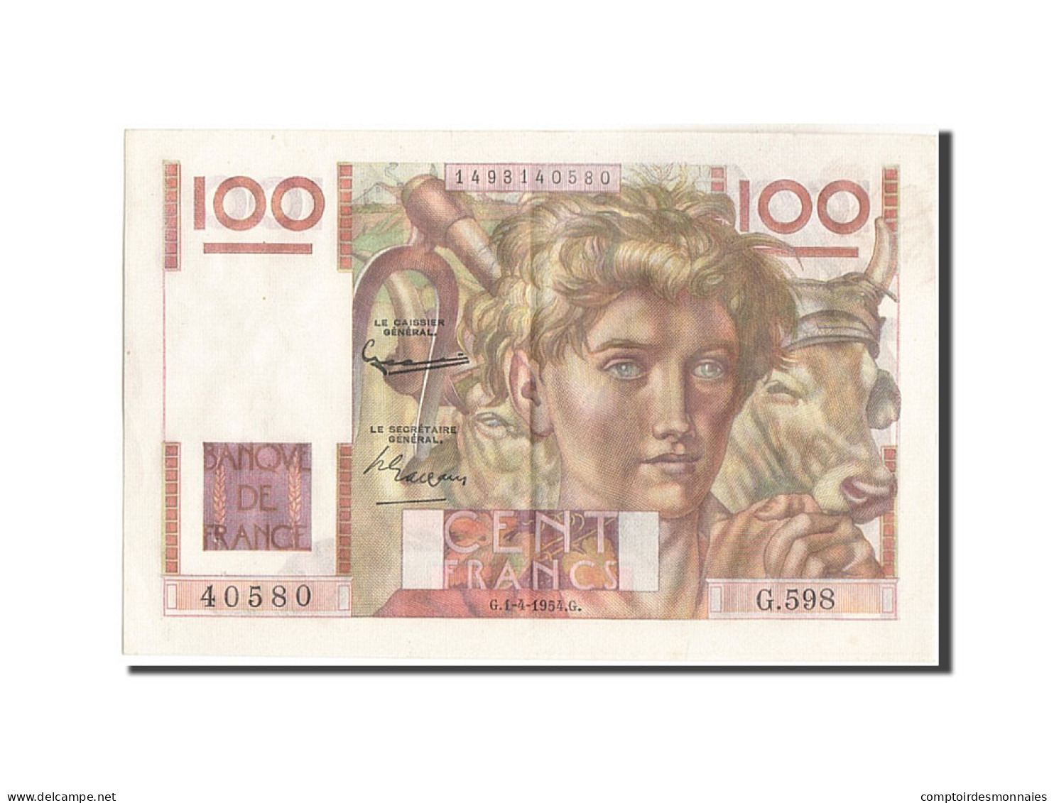 Billet, France, 100 Francs, 100 F 1945-1954 ''Jeune Paysan'', 1954, 1954-04-01 - 100 F 1945-1954 ''Jeune Paysan''