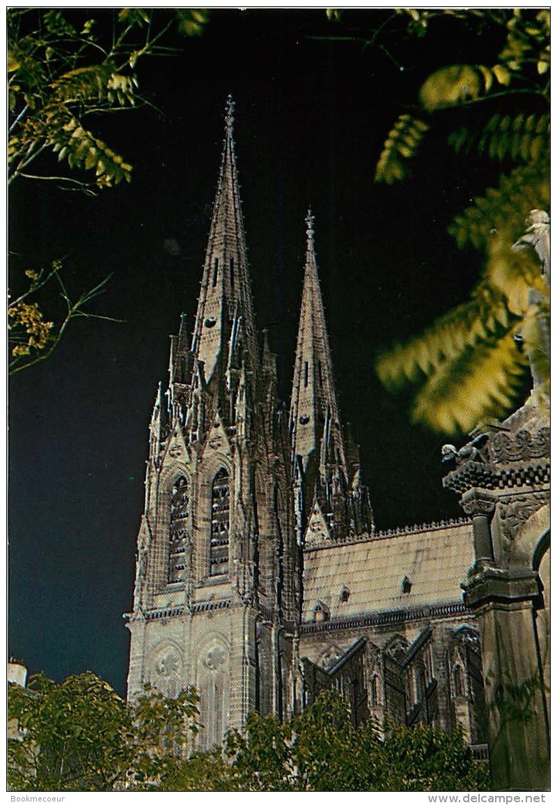 AUVERGNE  ROCHERS AU SANCY   CLERMONT FERRAND  LA CATHEDRALE XIII  VUE DE NUIT  ROYAT  EGLISE FORTIFIEE DU XI - Auvergne