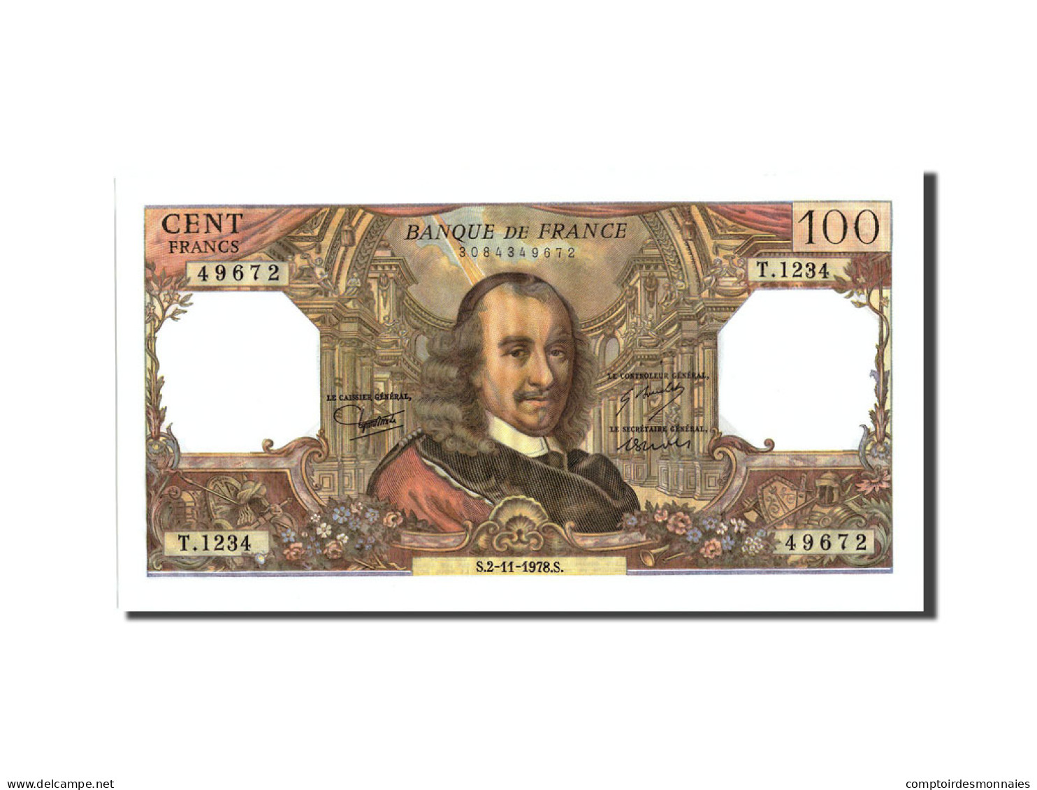 Billet, France, 100 Francs, 100 F 1964-1979 ''Corneille'', 1978, 1978-11-02 - 100 F 1964-1979 ''Corneille''