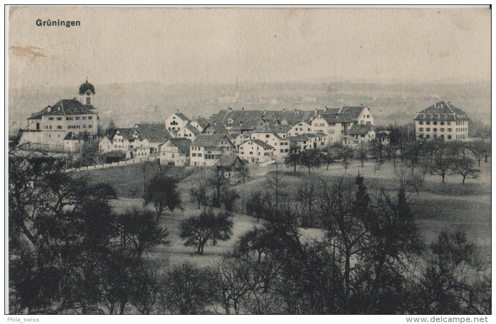 Grüningen - Totalansicht - Photo: W. Zimmermann-Straessler No. 1052 - Grüningen