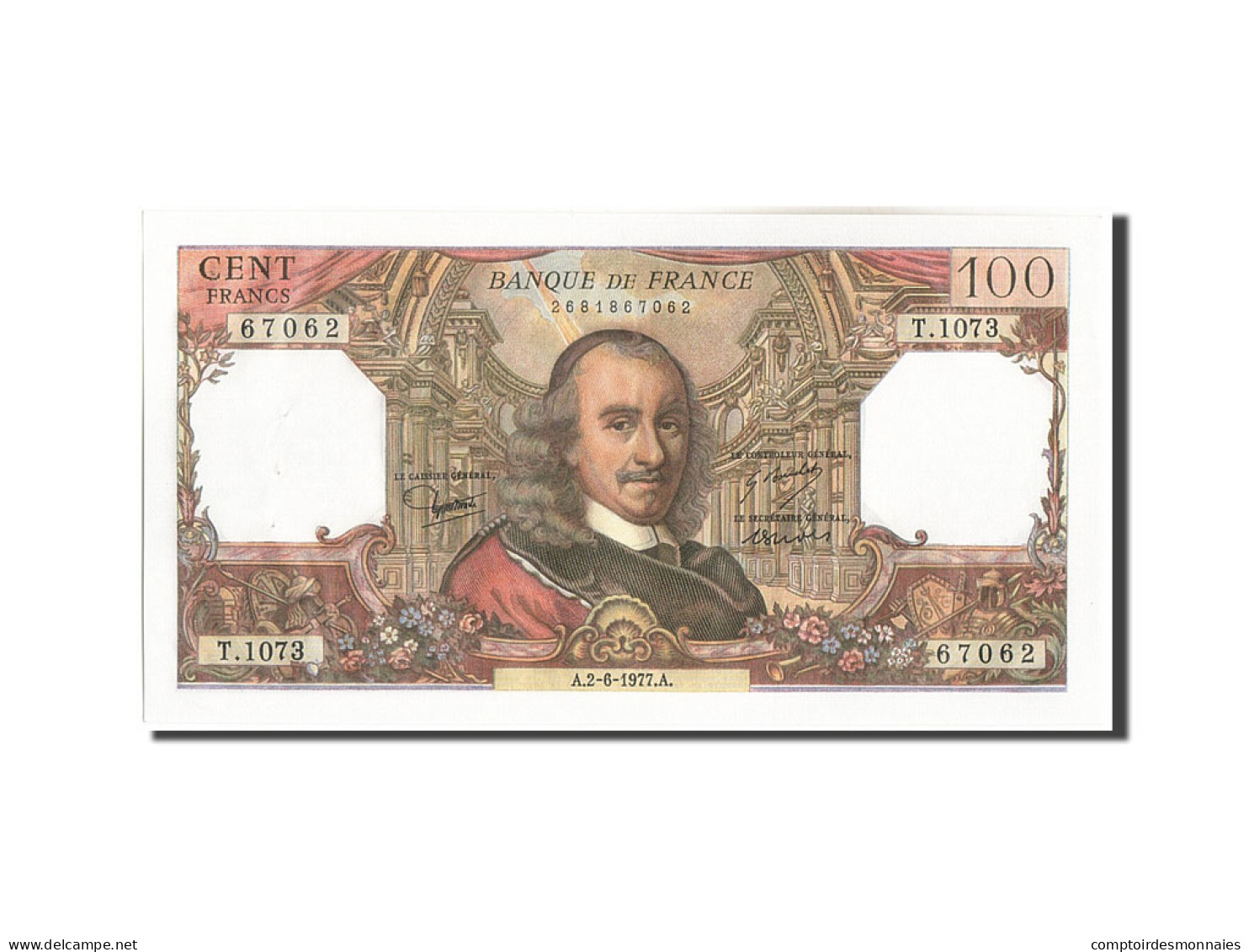 Billet, France, 100 Francs, 100 F 1964-1979 ''Corneille'', 1977, 1977-06-02 - 100 F 1964-1979 ''Corneille''