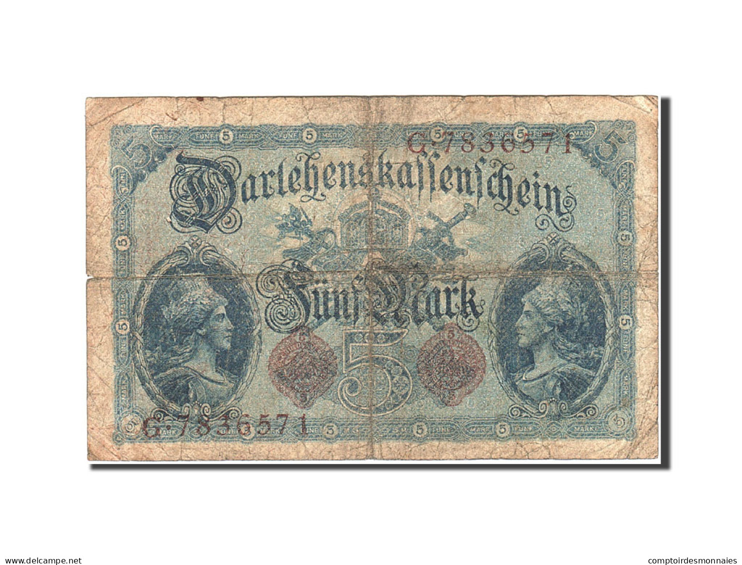 Billet, Allemagne, 5 Mark, 1914, 1914-08-05, KM:47b, B - 5 Mark