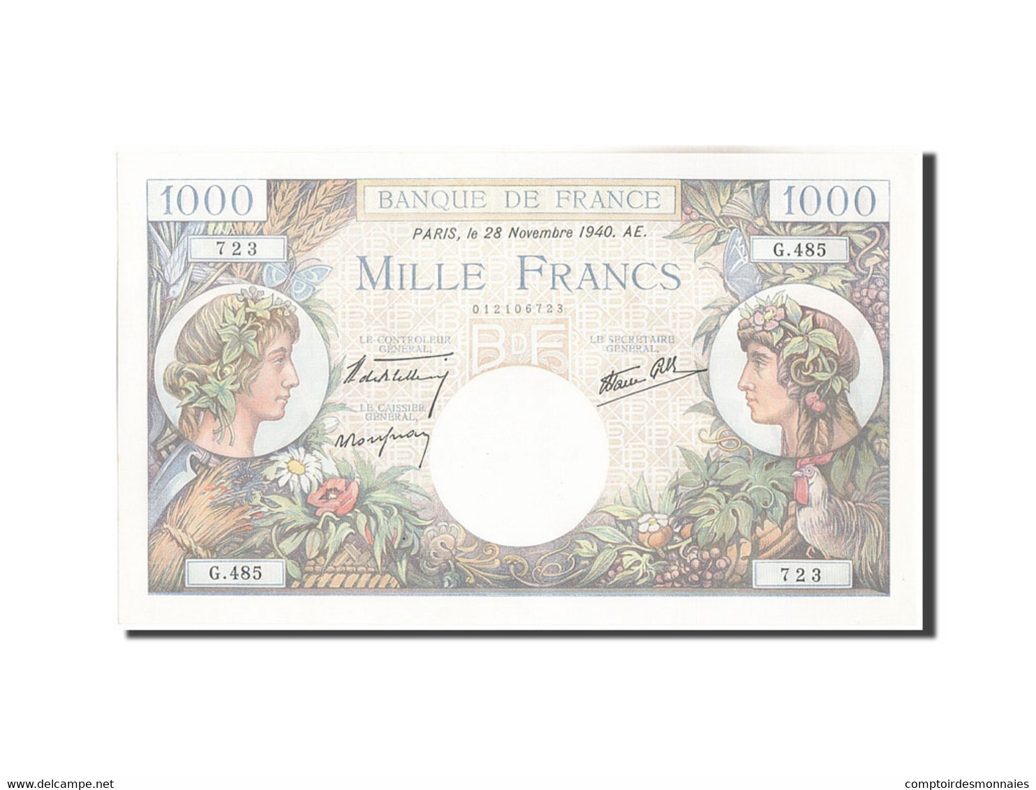 Billet, France, 1000 Francs, 1 000 F 1940-1944 ''Commerce Et Industrie'', 1940 - 1 000 F 1940-1944 ''Commerce Et Industrie''