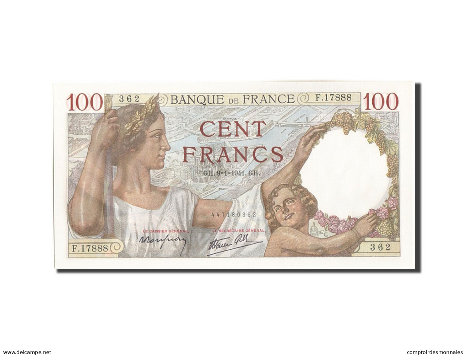 Billet, France, 100 Francs, 100 F 1939-1942 ''Sully'', 1941, 1941-01-09, NEUF - 100 F 1939-1942 ''Sully''