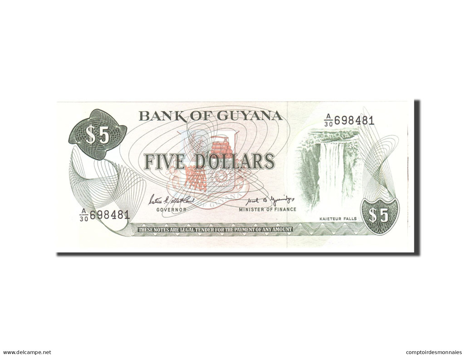 Billet, Guyana, 5 Dollars, 1966, Undated, KM:22f, NEUF - Guyana