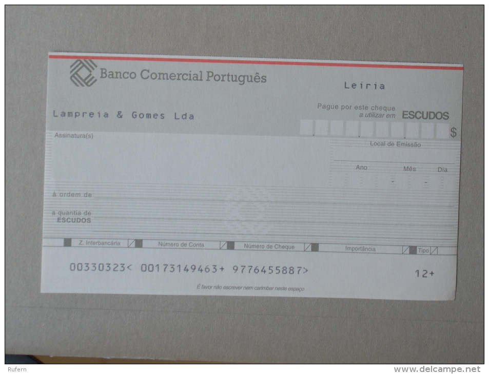 PORTUGAL    - CHEQUE BCP  -  ESCUDOS - 2 SCANS - (Nº16315) - Cheques & Traveler's Cheques